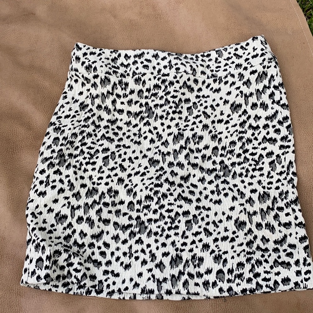White Leopard Print Mini Skirt